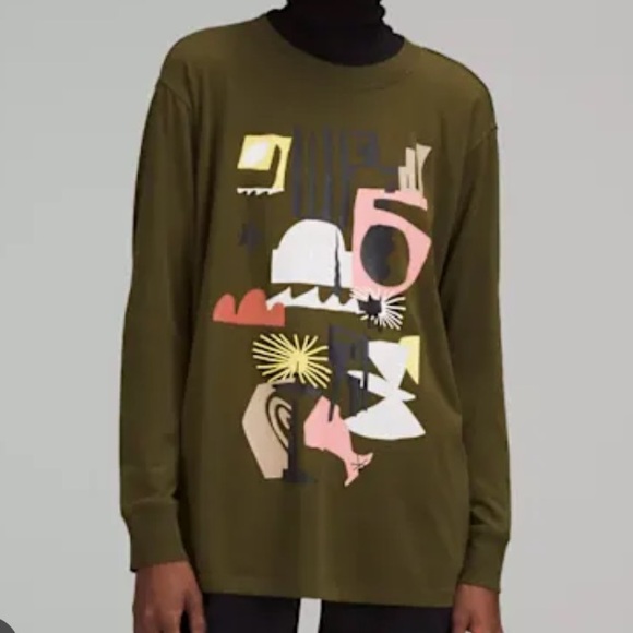 lululemon athletica Tops - Graphic Olive Green Lululemon Long Sleeve Top